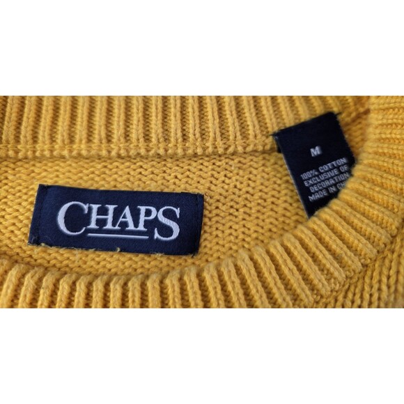 Chaps Ralph Lauren Men's Size Medium Yellow Long Sleeve Sweater - Picture 3 of 7